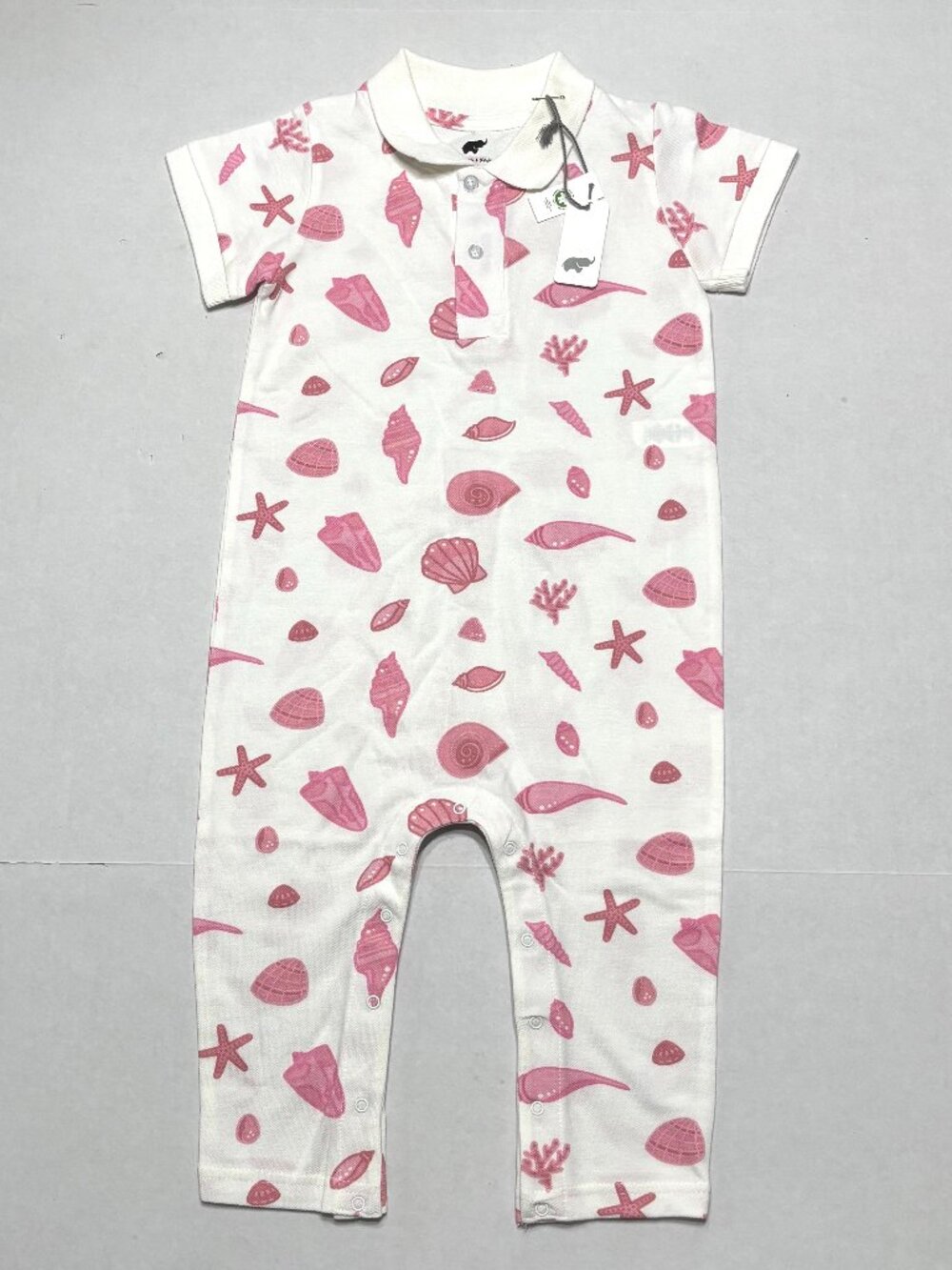 NWT Monica + Andy Organic Polo Romper Seashells